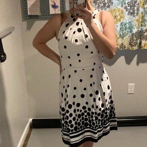 White Dress with Black Polka Dots, Halter Neck